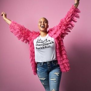 Betsey Johnson Torrid Pink Mesh Ruffle Tulle Tiered Kimono